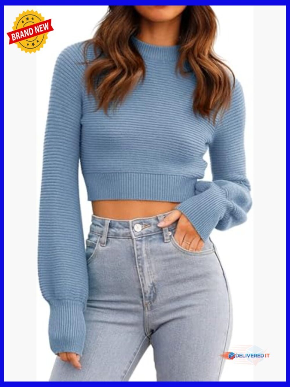 Sexy Ribbed Knit Crop Sweater Long Sleeve Pullover